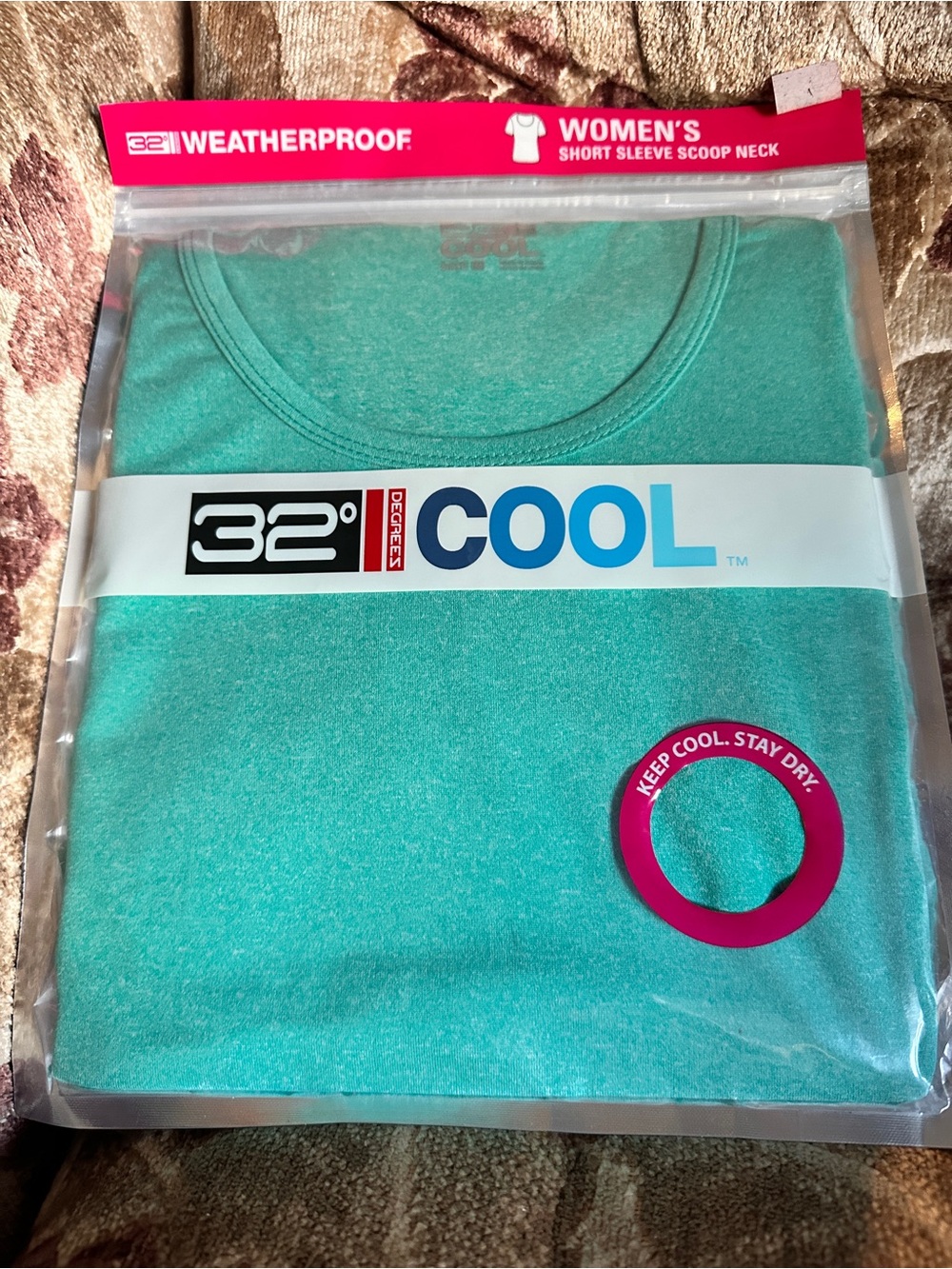 32 Degrees Weatherproof Women's Scoop Neck Tee Short Sleeve M Teal